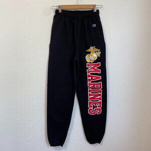 Marines Champion Fleece Banded Sweatpants Black Size Small